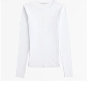 Abercrombie & Fitch White Fitted Long Sleeve T-Shirt
